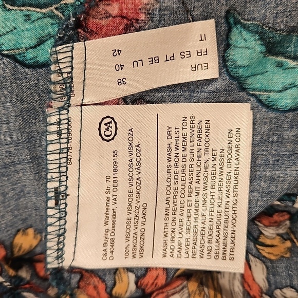 💕YESSICA💕 Long Sleeve Blouse ~ 100% Viscose Blue Botanical Print 38 EU - Picture 8 of 10